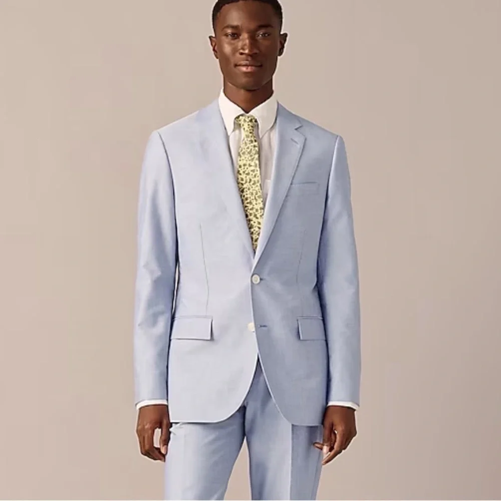 J crew light blue Ludlow Slim-fit suit jacket in Portuguese cotton oxford
